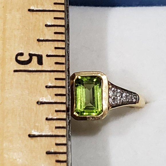 SOLD! Peridot & Zircon ring in 14K YG over 925SS - Picture 2 of 5